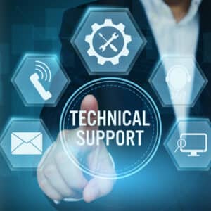 Businessman pointing icon of Technical support customer concept,Creative design for banner.